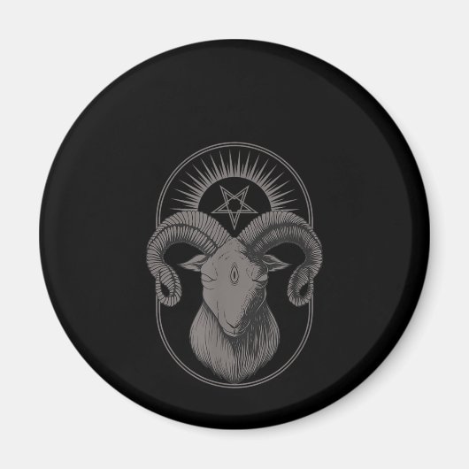 Aimant Devil Goat Pentagram Baphomet Satan Occult Satanic (Devant)