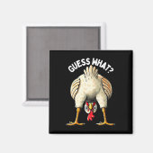 Aimant Devinez quoi Cul de poulet Drôle de Fermier de vol (Recto/Verso)
