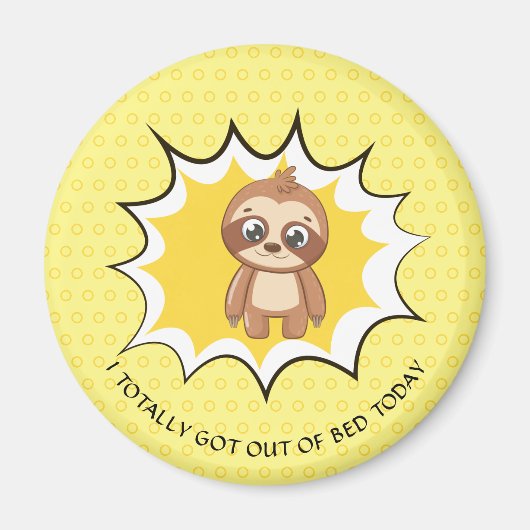 Aimant Devis drôle personnalisé | Jaune Polka Dot Sloth (Devant)