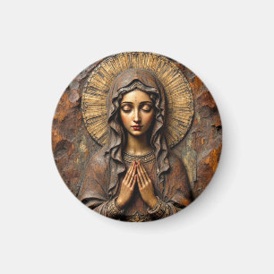 Aimant Dévotion sculptée Marie en bois
