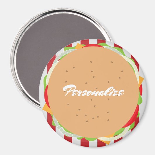 Aimant d'hamburger d'amusement (Recto/Verso)