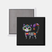 Aimant Dia De Los Muertos Cinco De Mayo Cat Crâne à sucre (Recto/Verso)