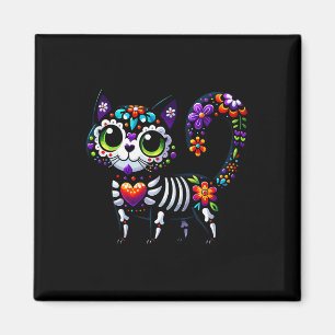 Aimant Dia De Los Muertos Cinco De Mayo Cat Crâne à sucre