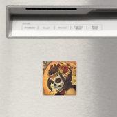 Aimant Dia De Los Muertos Throw Pillow (In Situ (Lave-vaisselle))