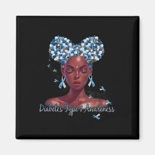 Aimant Diabète Type 1 Sensibilisation Bleu Et Gris Ribbon