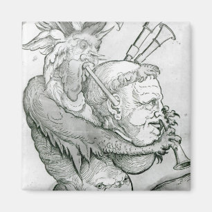 Aimant Diable jouant la tête de l'homme comme saxophone,
