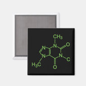 Aimant Diagramme chimique de la molécule de caféine (Recto/Verso)