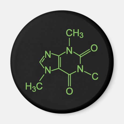 Aimant Diagramme chimique de la molécule de caféine (Devant)