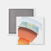 Aimant Diagramme montrant les couches de la terre, gros p (Recto/Verso)