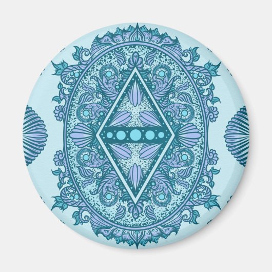 Aimant Diamant bleu Mandala (Devant)