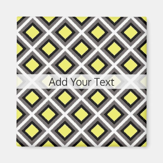 Aimant Diamants d'ikat gris foncé, noir, jaune par STaylo (Devant)