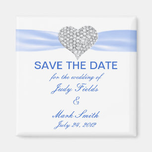 Aimant Diamond Coeur Bleu Mariage Enregistrer La Date Mag