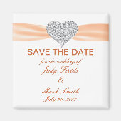 Aimant Diamond Coeur Orange Mariage Enregistrer La Date M (Devant)