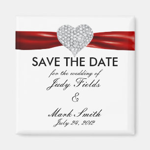 Aimant Diamond Heart Red Wedding Enregistrer La Date Magn