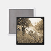 Aimant Diapositive de lanterne suisse Alpes Horn Blower (Recto/Verso)