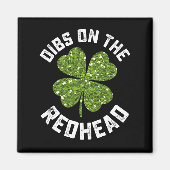 Aimant Dibs On The Redhead St Patrick's Day Shamrock (Devant)