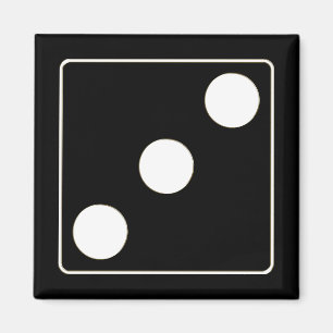 Aimant DICE numéros de pips blanc 3 + votre backgr.