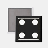 Aimant DICE numéros de pips blanc 4 + votre backgr. (Recto/Verso)