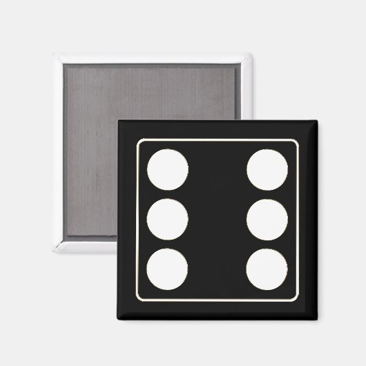 Aimant DICE numéros de pips blanc 6 + votre backgr. (Recto/Verso)