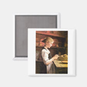 Aimant Die kleine Kartoffelschälerin Girl Peeling Potatos (Recto/Verso)