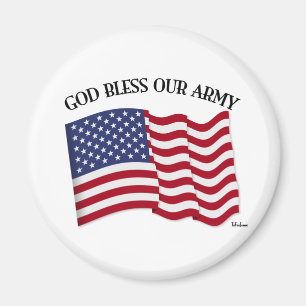 Aimant DIEU BÉNISSE NOTRE ARMÉE avec le drapeau US