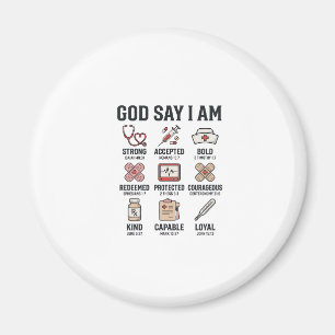 Aimant Dieu dit que je suis infirmière Foi Design de grav