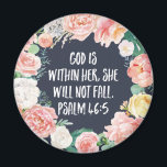 Aimant Dieu Est Dans Son Chrétien Floral<br><div class="desc">Dieu est en elle Elle ne tombera pas psaumes 46:5 aimant chrétien floral. La Bible verset Écriture citation pour quiconque aime Dieu et Jésus Christ. Dispose d'une belle couronne pastel rose vif sur un arrière - plan bleu marine.</div>