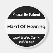 Aimant Difficile D'Entendre Noir Classique (Devant)