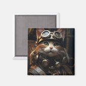 Aimant d'illustration d'art de chat Steampunk (Recto/Verso)