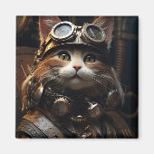 Aimant d'illustration d'art de chat Steampunk (Devant)
