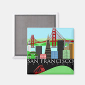 Aimant d'illustration de San Francisco Skyline (Recto/Verso)