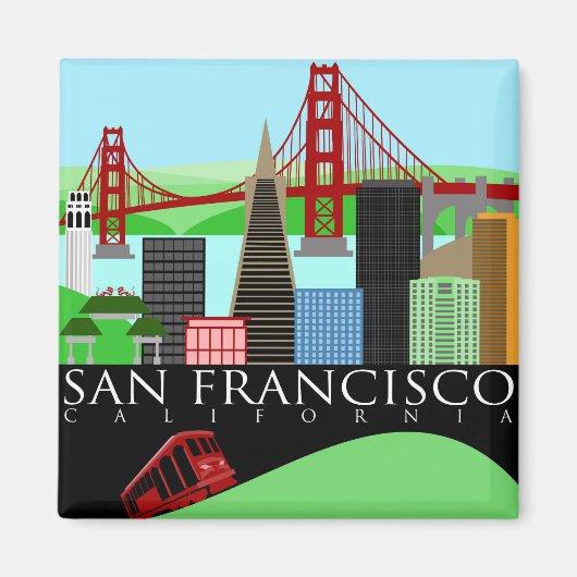 Aimant d'illustration de San Francisco Skyline (Devant)