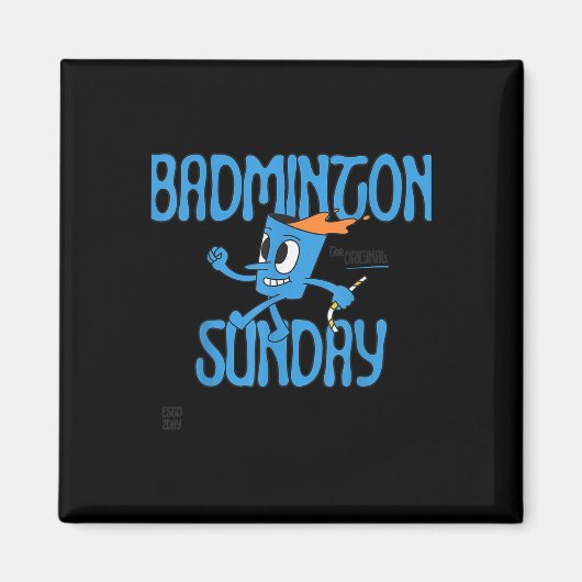 Aimant Dimanche de badminton raquette jeu de volant (Devant)