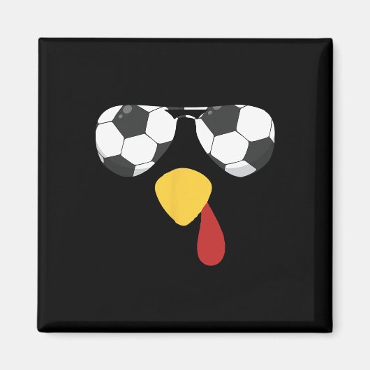 Aimant Dinde cool visage avec lunettes de soleil de footb (Devant)