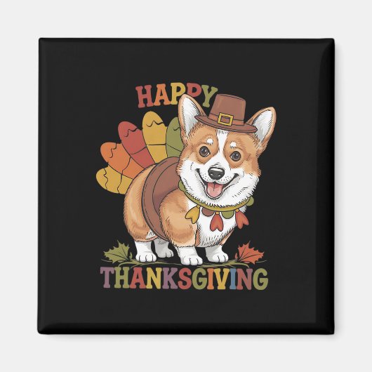 Aimant Dinde de chien Corgi de Thanksgiving  (Devant)