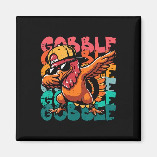 Aimant Dinde de Thanksgiving Dab Gobble Drôle de Garçons (Devant)