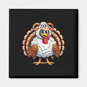 Aimant Dinde de Thanksgiving déguisée en mouton humour de