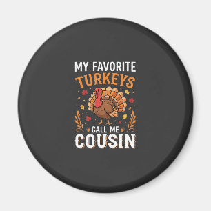 Aimant Dinde de Thanksgiving Famille Cousine