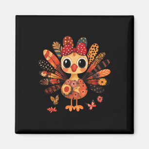 Aimant Dinde de Thanksgiving Mignon Ruban Coquette Fille