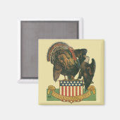 Aimant Dinde de Thanksgiving vintage, aigle, drapeau amér (Recto/Verso)