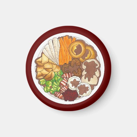 Aimant Dîner de Noël UK Festive British Food (Devant)