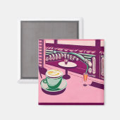 Aimant Dîner Rétro Rose (Recto/Verso)