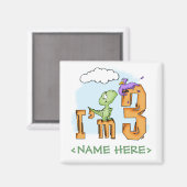 Aimant Dino Fun 3e anniversaire (Recto/Verso)