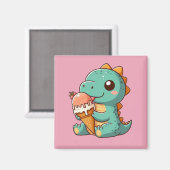 Aimant Dino mignonne de glace mangeur (Recto/Verso)