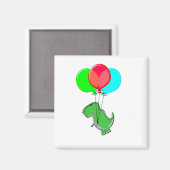 Aimant Dino Mignonne Et En Colère Volant Avec Des Ballons (Recto/Verso)