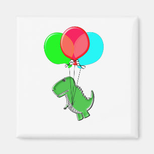 Aimant Dino Mignonne Et En Colère Volant Avec Des Ballons