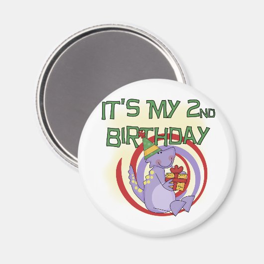 Aimant Dinosaur 2ème Anniversaire Tshirts et cadeaux (Recto/Verso)