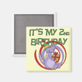 Aimant Dinosaur 2ème Anniversaire Tshirts et cadeaux (Recto/Verso)