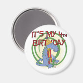 Aimant Dinosaur 4e anniversaire T-shirts et cadeaux (Recto/Verso)