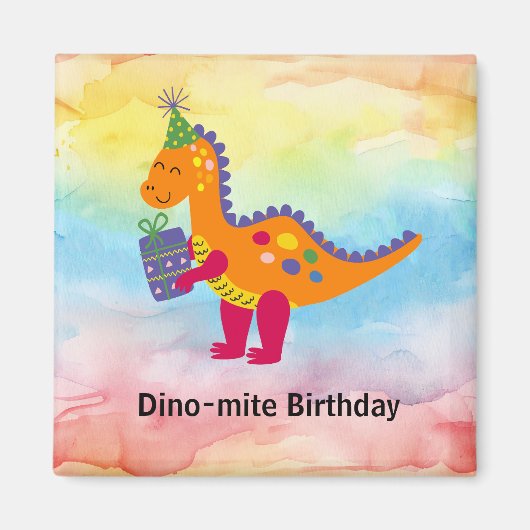 Aimant Dinosaur fête d'anniversaire (Devant)
